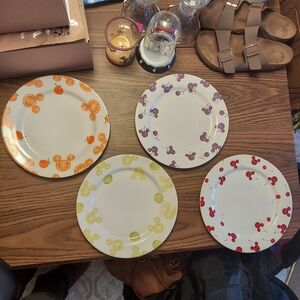 Vintage 2000 Disney MICKEY FRUIT 11" Dinner Plates, Orange, Grape, Cherry, Lemon